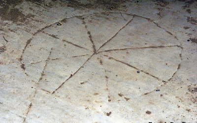 Early Christian symbol carved into the marble in Ephesus, Turkey